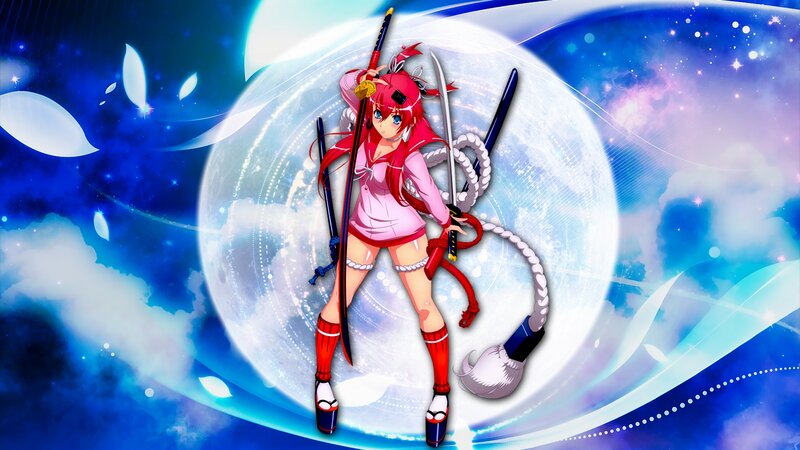 Red-haired Anime Girl — Blue, Dramatic, Night