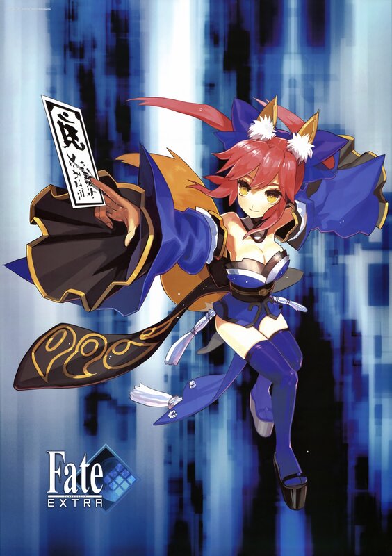 Red-haired Anime Girl — Blue, Dramatic, Scroll