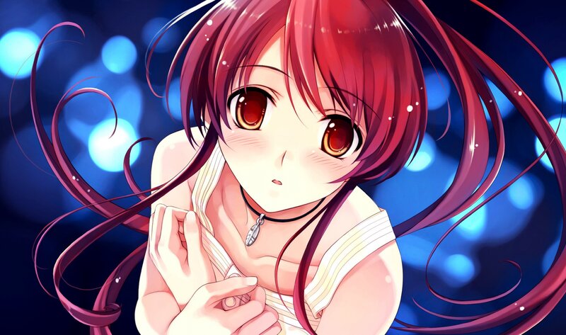 Red-haired Anime Girl — Blue, Dreamy