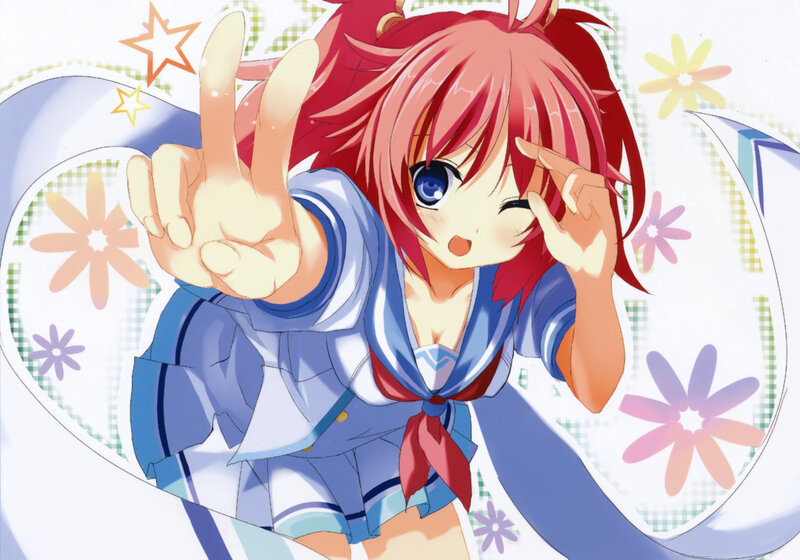 Red-haired Anime Girl — Blue, Playful
