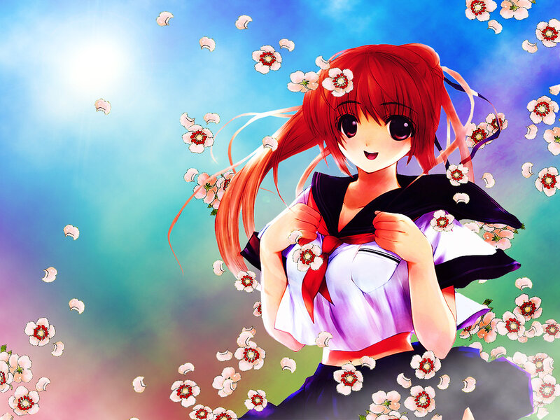 Red-haired Anime Girl — Blue, Serene