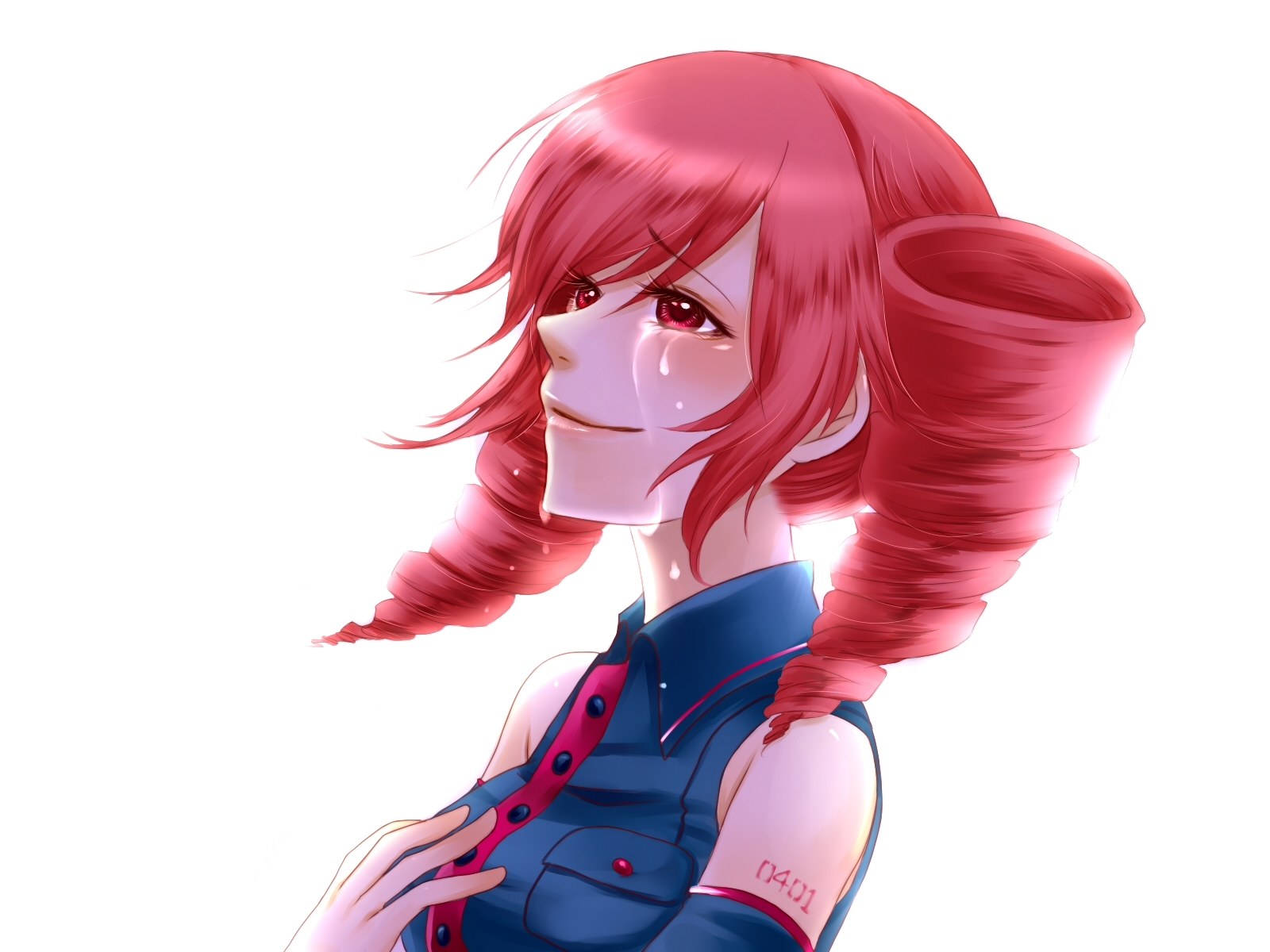 red-haired anime girl crying