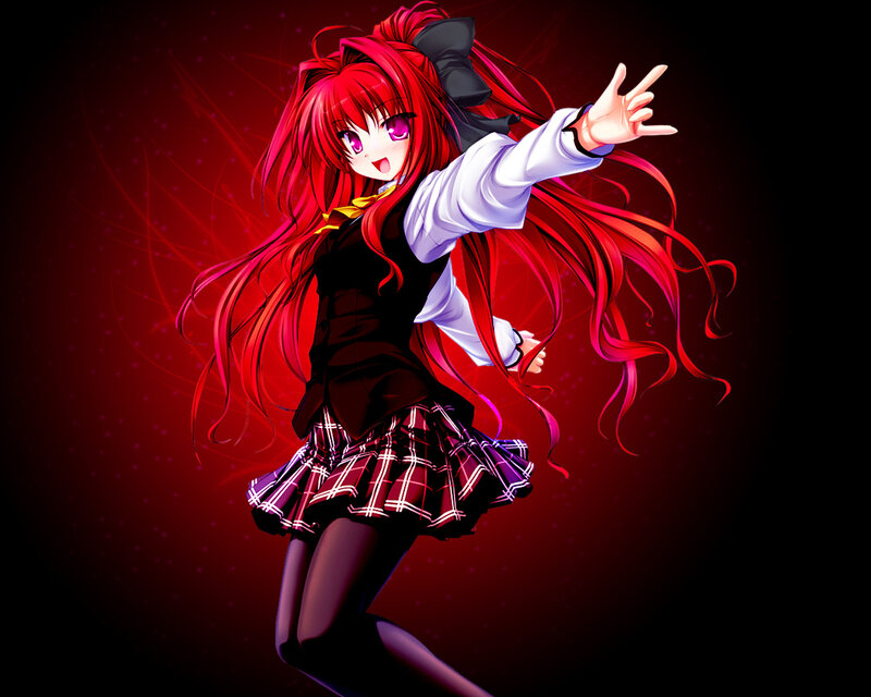 red-haired anime girl dancing