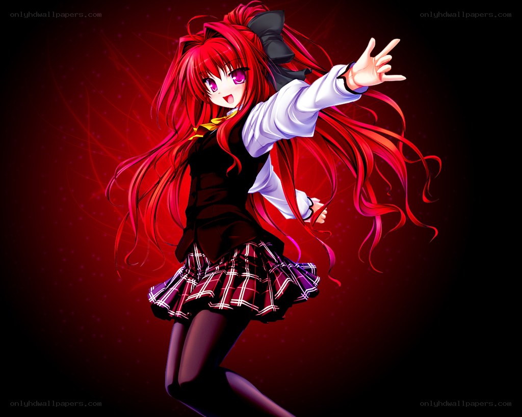 red-haired anime girl dancing