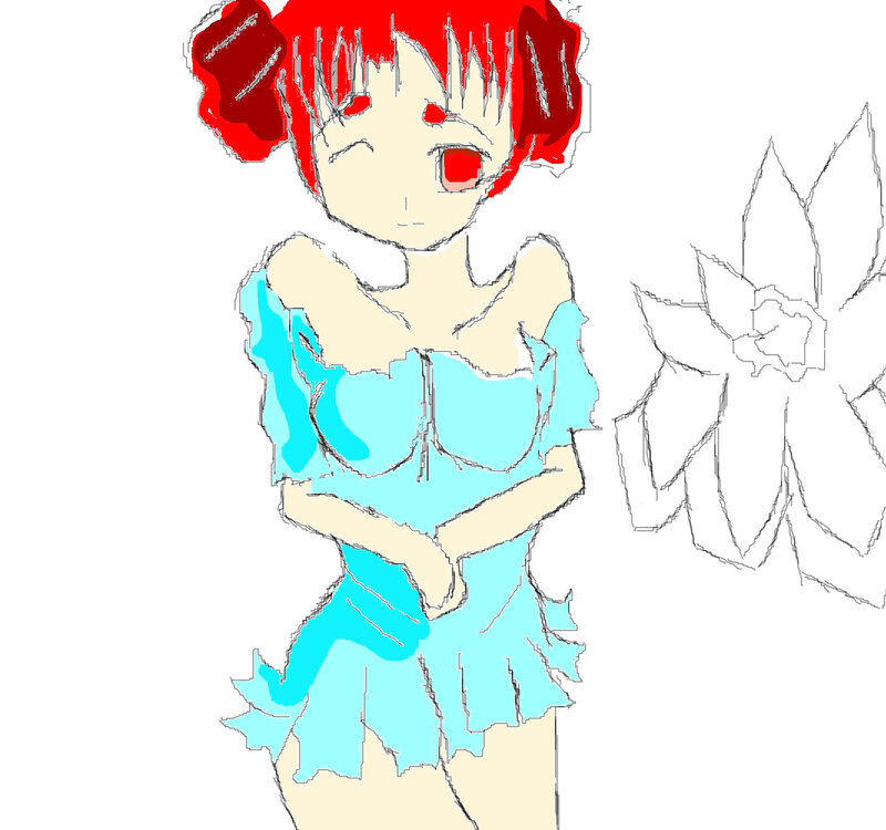 red-haired anime girl drawing