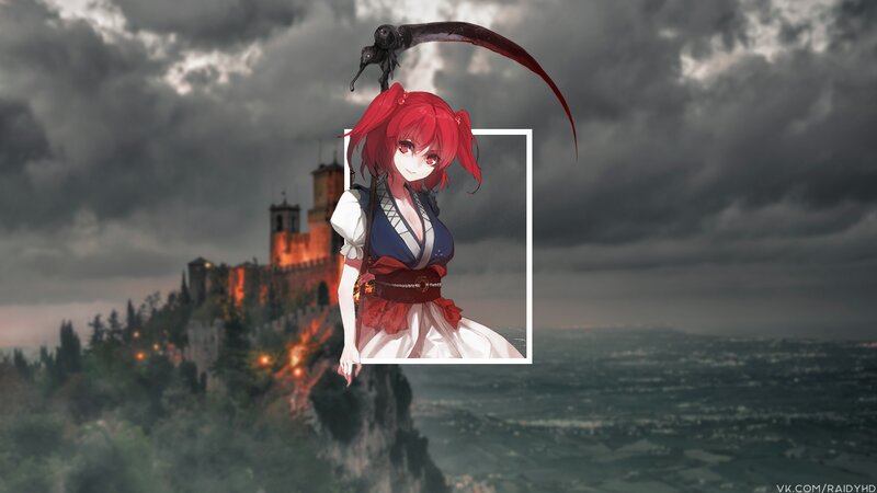 Red-haired Anime Girl — Gray, Dramatic, Night