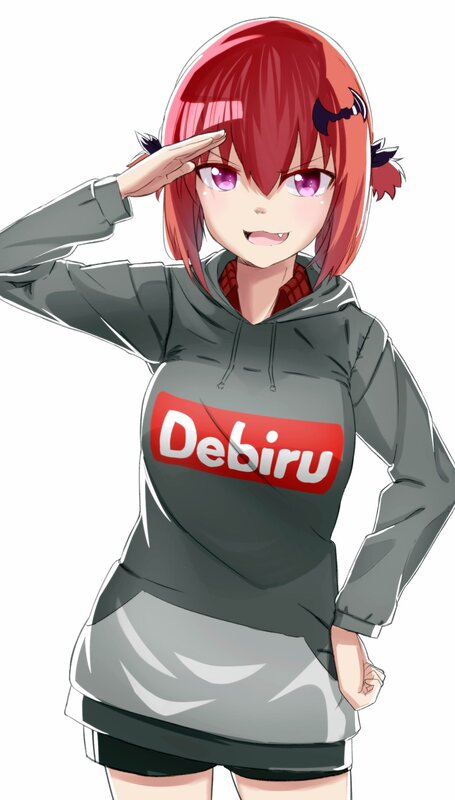Red-haired Anime Girl — Gray, Playful, Hoodie