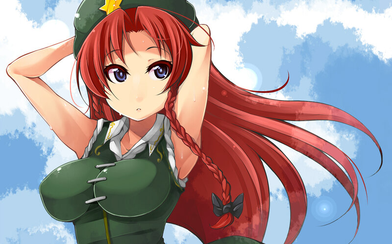 Red-haired Anime Girl — Green, Calm