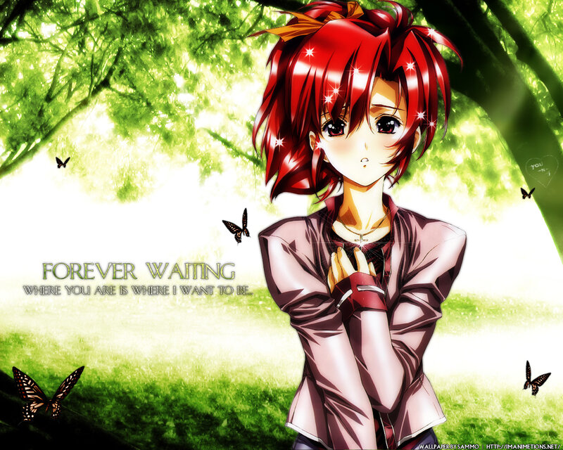 Red-haired Anime Girl — Green, Serene