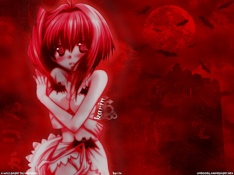 Red-haired anime girl in a spooky scene