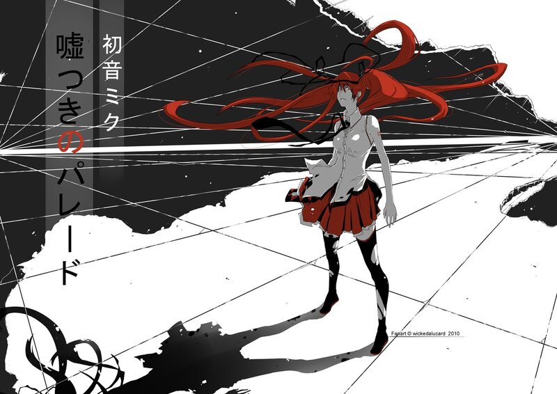 Red-haired anime girl in a surreal landscape