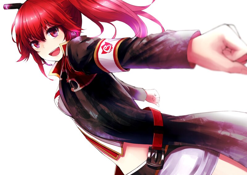 red-haired anime girl in action