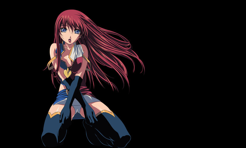 red-haired anime girl in action pose