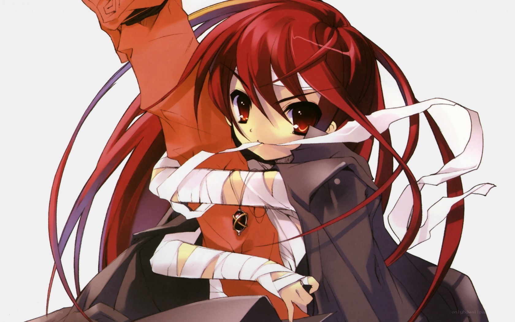 red-haired anime girl in action