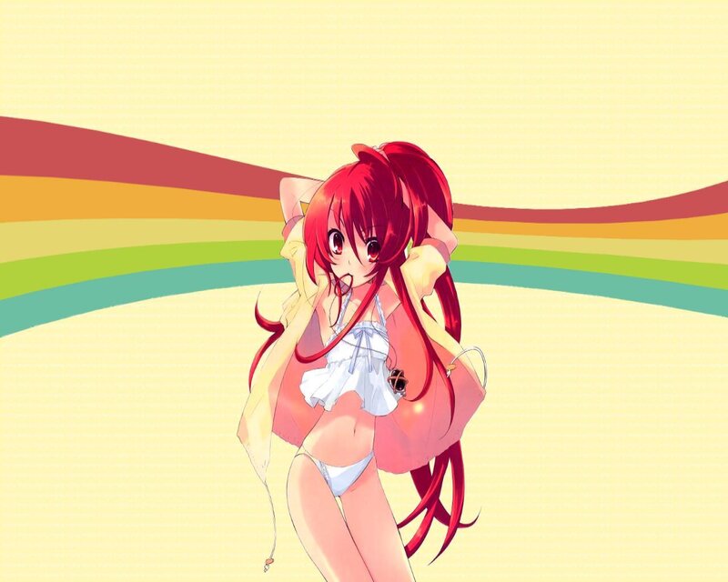 red-haired anime girl in bikini