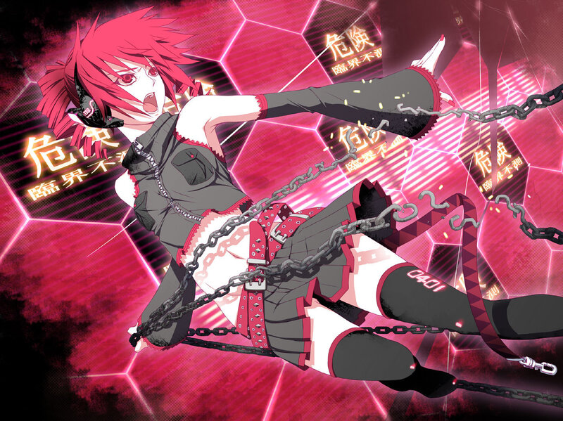 Red-haired anime girl in chains