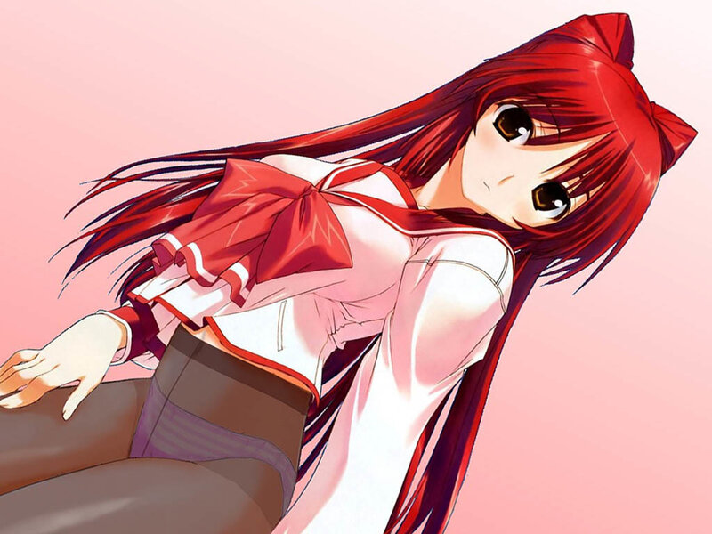 red-haired anime girl in school uniform