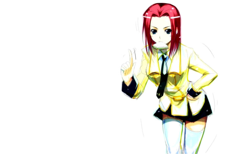 red-haired anime girl in school uniform