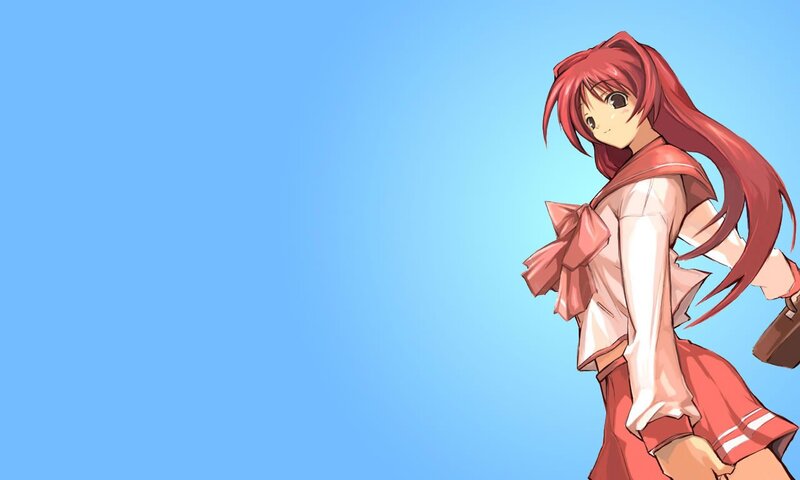 red-haired anime girl in school uniform