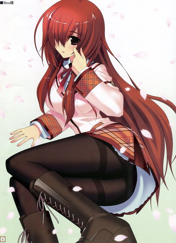 Red-haired anime girl in school uniform