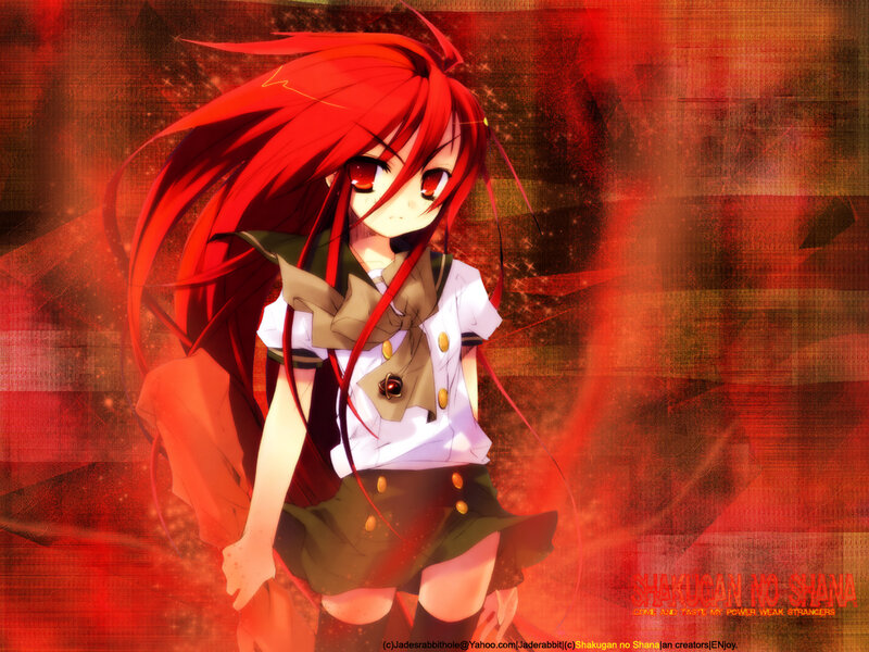 Red-haired anime girl in school uniform