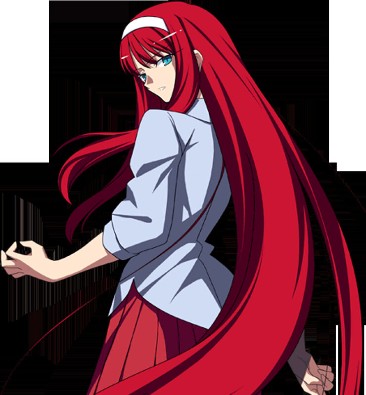 red-haired anime girl in school uniform