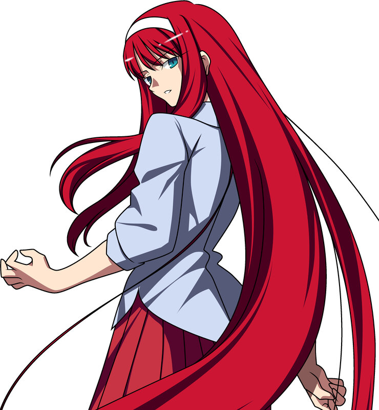 red-haired anime girl in school uniform