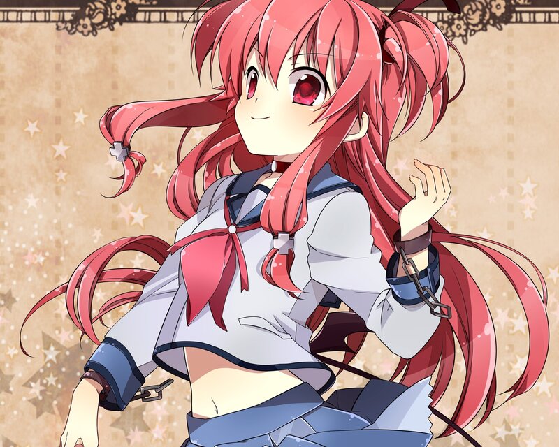 Red-haired anime girl in school uniform