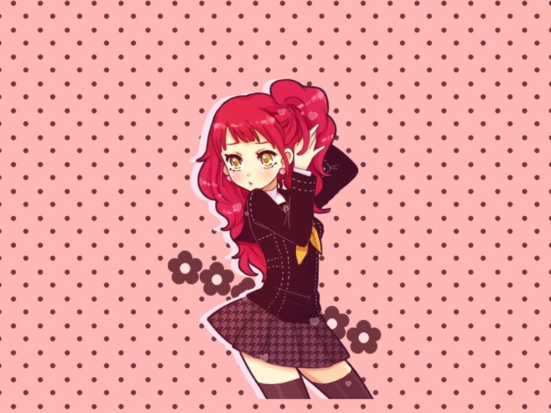 Red-haired anime girl in school uniform