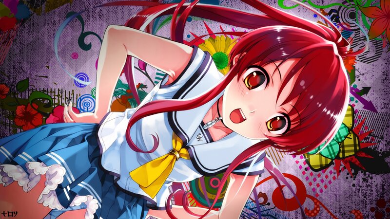 red-haired anime girl in school uniform
