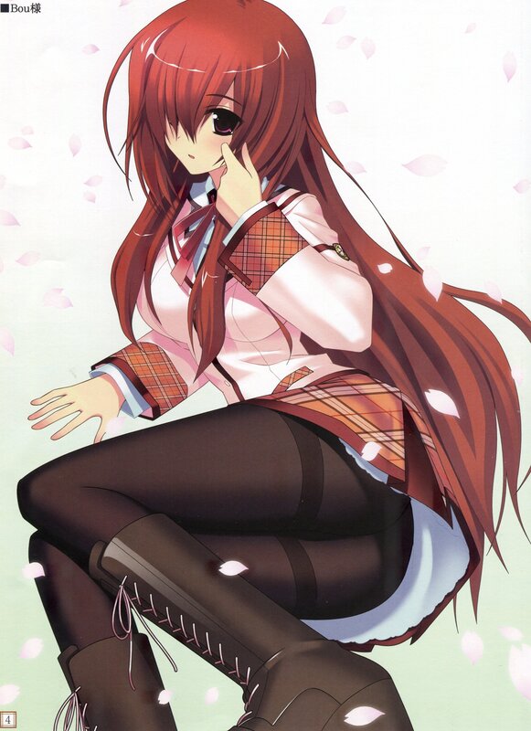 red-haired anime girl in school uniform