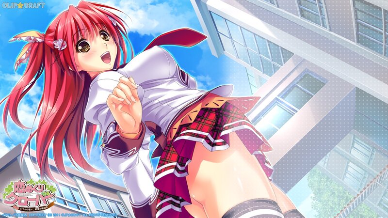 Red-haired anime girl in school uniform
