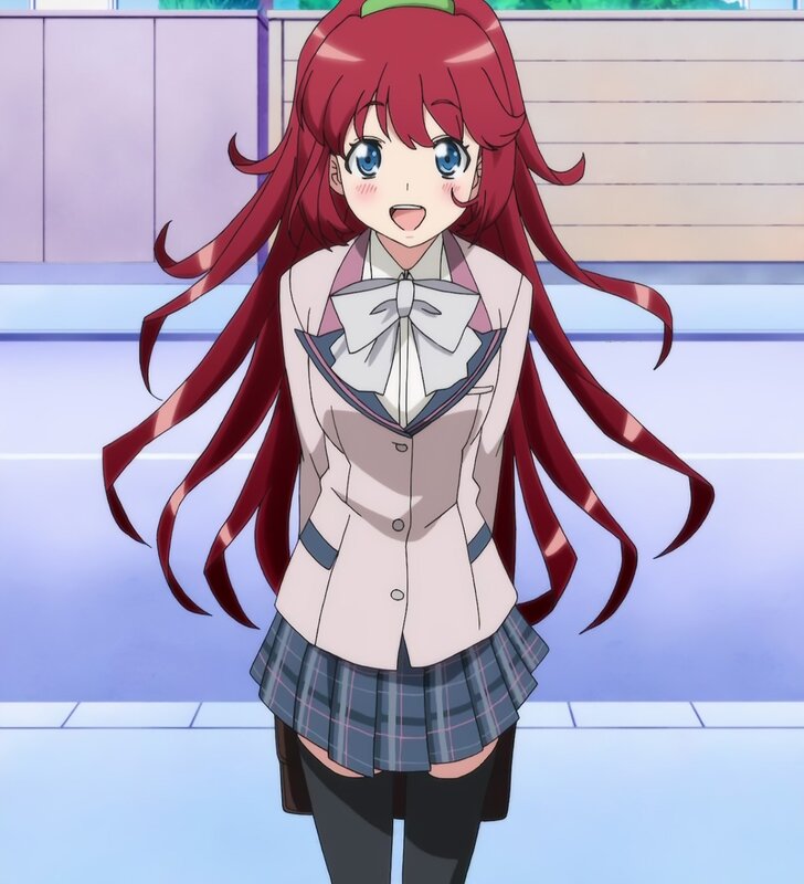 red-haired anime girl in school uniform
