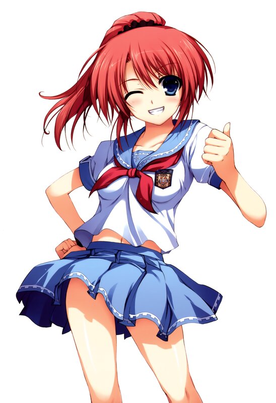 red-haired anime girl in school uniform