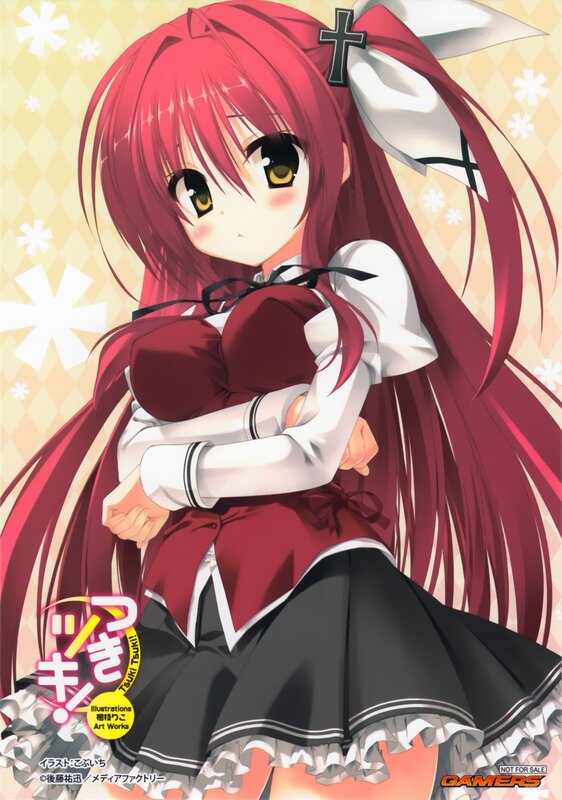 Red-haired anime girl in school uniform