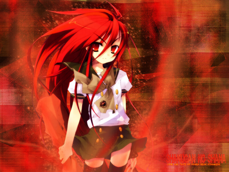 Red-haired anime girl in school uniform