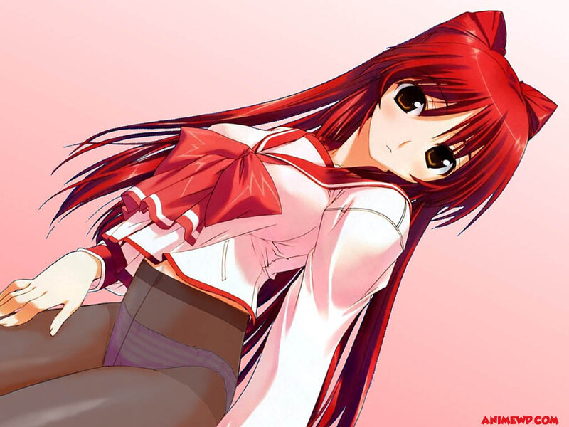red-haired anime girl in school uniform