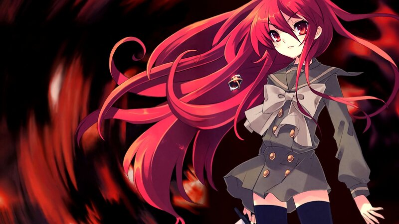 red-haired anime girl in school uniform