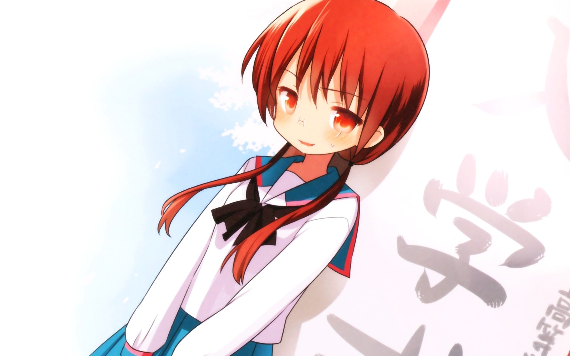 red-haired anime girl in school uniform