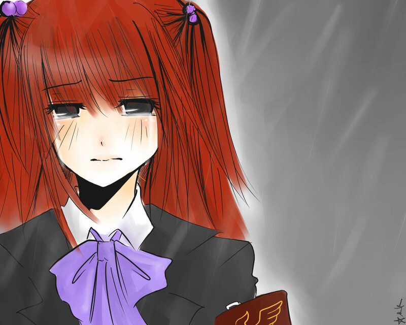 red-haired anime girl in uniform
