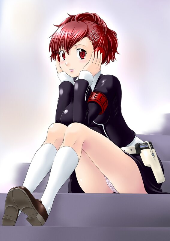 red-haired anime girl in uniform