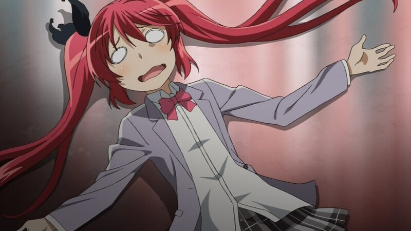 red-haired anime girl in uniform
