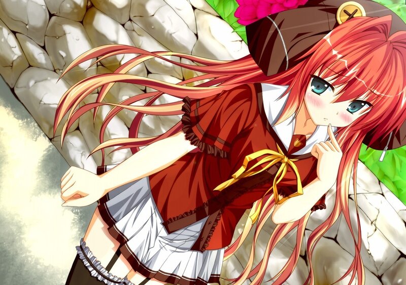 red-haired anime girl in uniform