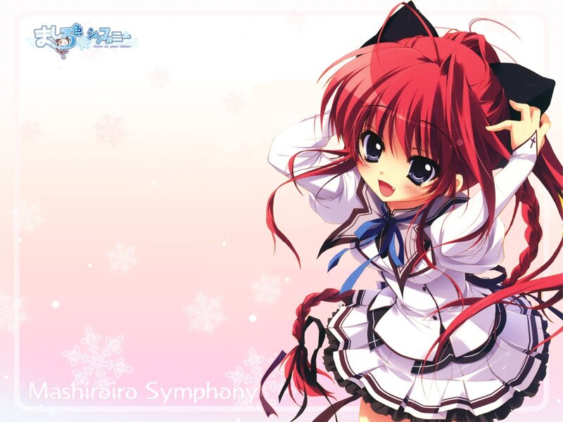 Red-haired anime girl in winter outfit
