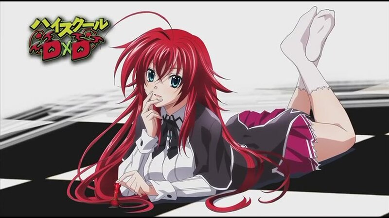 Red-haired anime girl lying down