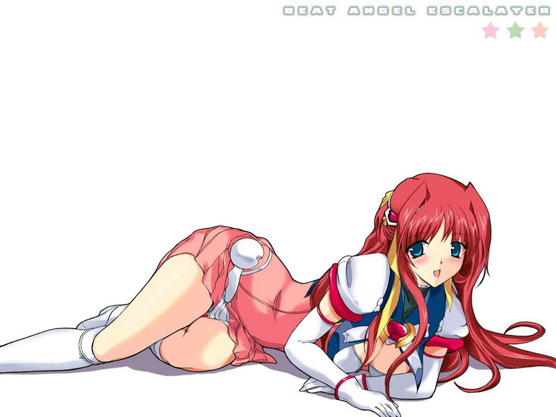 Red-haired anime girl lying down