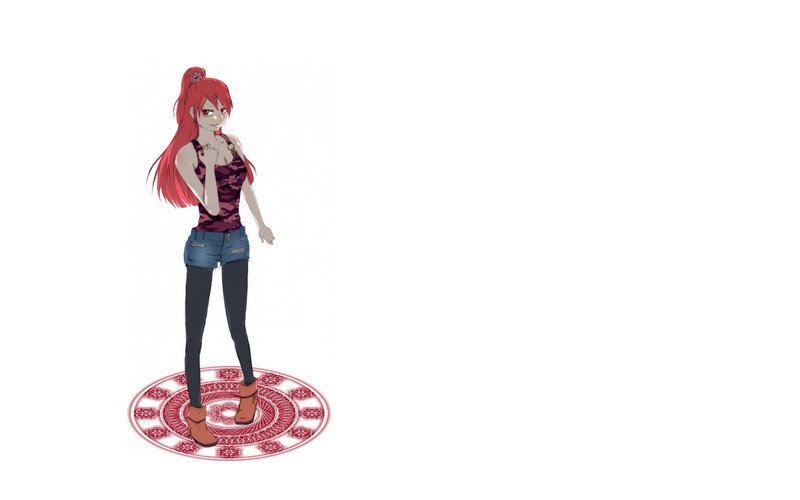 red-haired anime girl on a circle