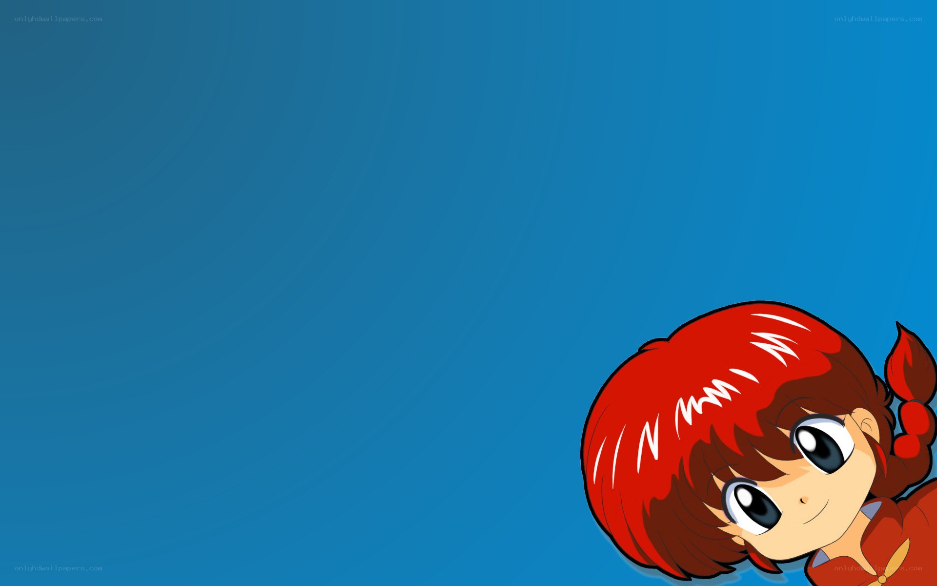 red-haired anime girl peeking