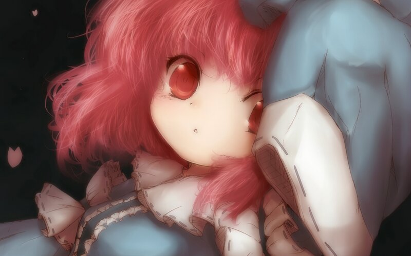 Red-haired Anime Girl — Pink, Calm, Night