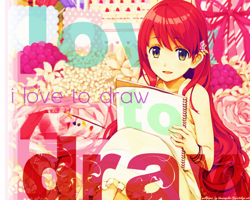 Red-haired Anime Girl — Pink, Cheerful, Notebook